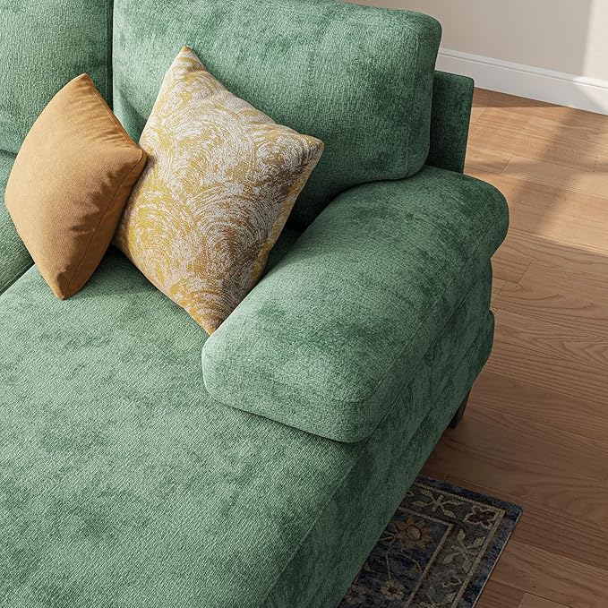 Sectional Couches for Living Room | 112 Inch U-Shaped Sectional Couch | 4 Seat Sofa Set with Double Chaise for Apartment | Green Chenille