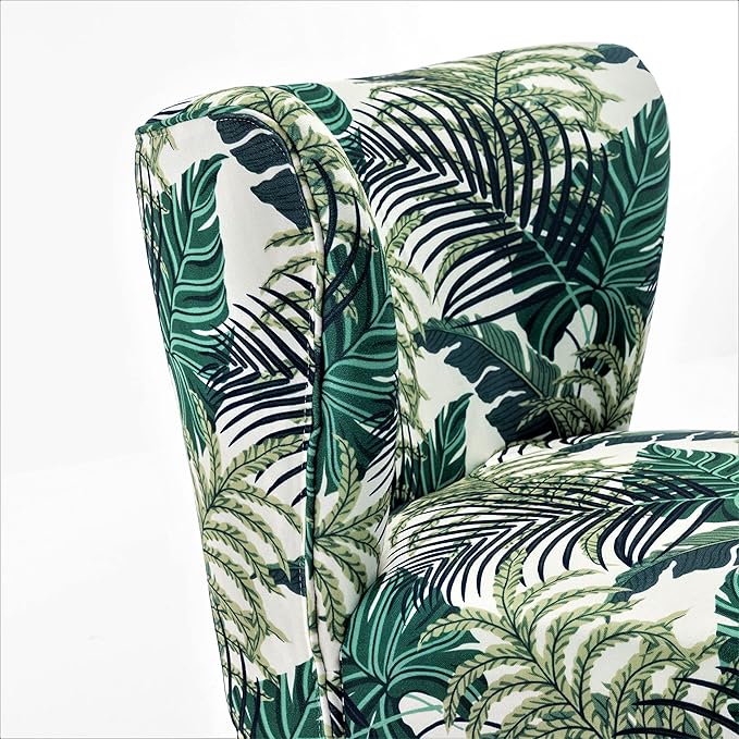 Thia Armless Accent Chair for Living Room Elegant Seat with Nailhead Trim Gold Metal Legs and Comfortable Curved Back 28 D x 25 W x 29.5 H 01 Floral Print