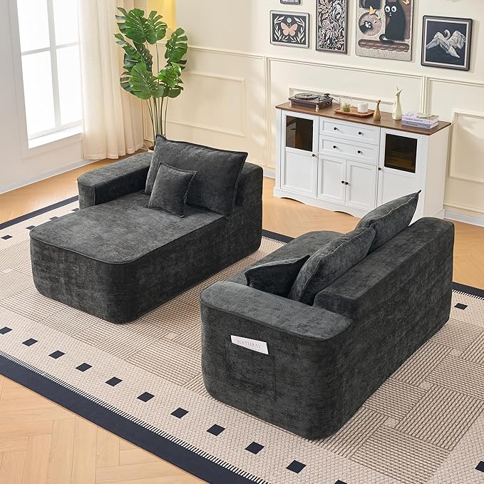 KEIKI 104 L Shaped Sectional Sofa with Chaise Extra Deep Seats Cloud Couch No Assembly Modular Corner Couch for Relaxing Living Room Apartment Family Lounge Modern Oversized Comfortable Sofa