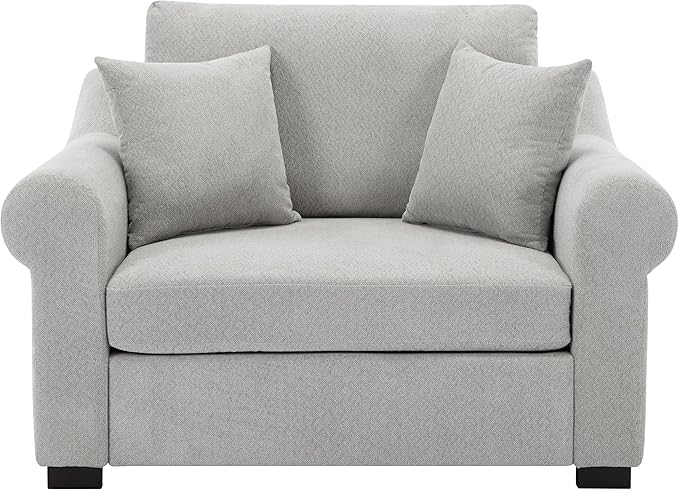 Modern Chenille Oversized Armchair 44.5 Wide Accent Chair Luxurious Chenille Fabric Single Sofa Chair with Pillows and Wide Armrests Living Room Apartment Offices (Light Gray-44.5'')
