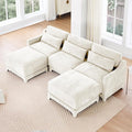 Livavege 105.9 U Shaped Modular Sectional Sofa Couches for Living Room Modern Comfy 3 Seater Couch with 2 Ottoman Thick Cushions &amp Solid Wood Frame Upholstered Chenille Deep Seat Sofas Beige