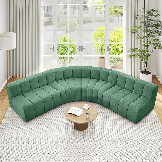 LEVNARY 2-Piece Modular Sectional Sofa All-Foam Compressed Rectangular Couch Set Cloud Sofa Modules for Apartment Small Space Living Room (Green)