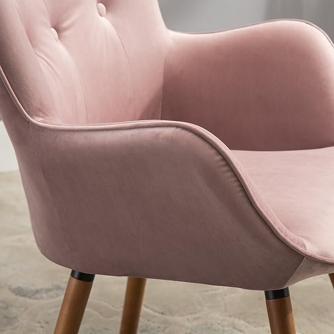 Roundhill Furniture Doarnin Contemporary Silky Velvet Tufted Button Back Accent Chair Mauve