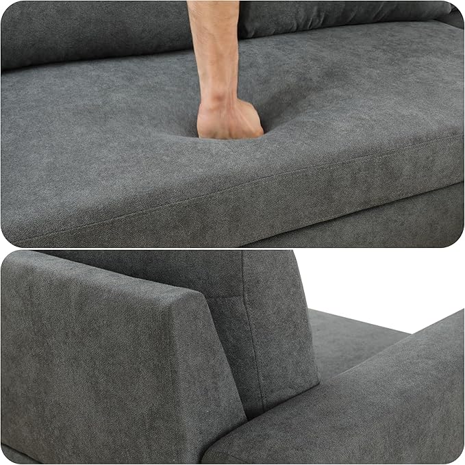 83 Inch Pull Out Couch Convertible Sofa Bed for Living Room Comfortable Sleeper Sofa with Pull Out Bed Modern Sectional Couches with Storage Chaise Easy Assembly for Apartment Dark Grey