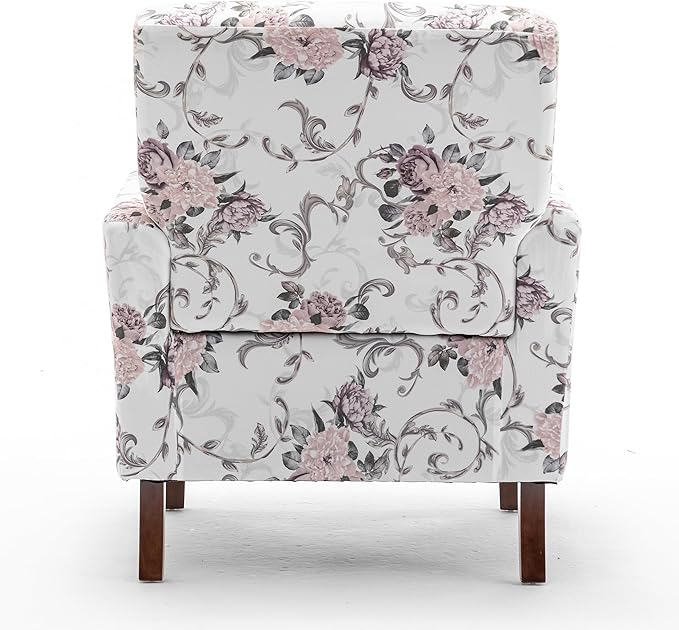 Contemporary Accent Arm Chair with Birch Wood Frame and Velvet Upholstery Armchair for Office and Living Room Decor Removable Cushions 06 Printed Fabric
