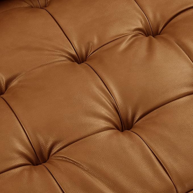 Modway Valour 62 Inch Faux Leather Loveseat in Tan – Wide Faux Leather Loveseat Sofa with Wood Legs - Small 2-Seater Sofa with Tufted Seat for Living Room or Office
