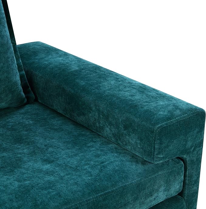 Christopher Knight Home Aylen Modern Chenille Upholstered Accent Chair with Wide Armrests Wooden Living Room Club Chair Bedroom Comfy Reading Chair with Back Pillow Teal Green