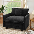 Hanherry 41.8” Oversized Accent Chair Chenille Single Sofa Chair for Living Room Modern Upholstered Reading Chair Deep Seat Comfy Armchair with Pillow for Bedroom and Apartment Black