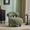 Christopher Knight Home Elvina Boucle Fabric Accent Chair Solid Wood Single Lounge Sofa Bedroom Comfy Reading Chair for Modern Minimalist Style Living Room/Home Office Olive Green