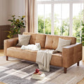 GarveeHome 3-Seater Sofa Couch 83 in Wide Faux Leather Sofa Couch with Spring Cushion Modern Sofa with Deep Seats and 2 Removable Back Cushions for Living Room Bedroom Apartment Office Brown