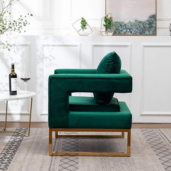 Roundhill Furniture Lenola Upholstered Accent Arm Chair Green 27.5D x 29.75W x 34.5H in