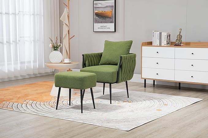 Velvet Accent Chair Modern Upholstered Armchair Tufted Chair with Metal Frame Single Leisure Chairs for Living Room Bedroom