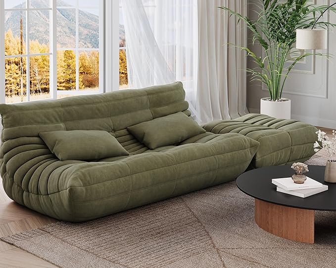 Garvee Bean Bag Couch Oversized Fireside Chair Bean Bag Sofa with Ottoman