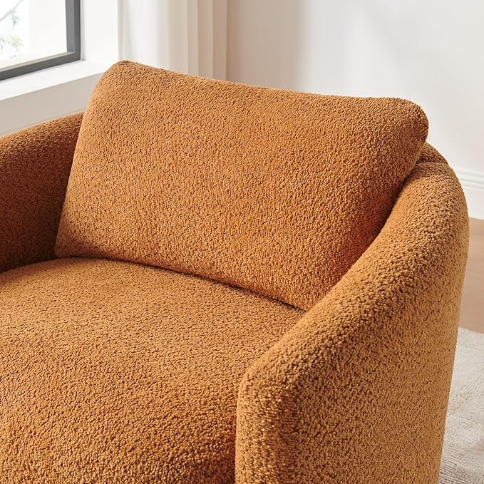 Boucle Accent Barrel Chair Cloud Reading Chair for Living Room &amp Bedroom Furry Sherpa Armchair with Cozy Soft Throw Pillow Back Comfy Upholstered Lounge Chair Modern Single Sofa Chair