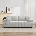 88 Modern Boucle Sofa Couch Oversized Comfy 3 Seater Sherpa Curved Sofas Deep Seat Upholstered Loveseat Teddy Round Arm Couches for Living Room Bedroom Light Grey