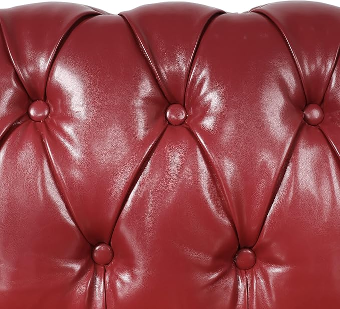 AVZEAR 2-Piece Living Room Sectional Sofa Set Upholstered Sofa Modern Sofa Couches Set Style Button Tufted PU Chesterfield Sofa for Living Room Apartment 1+2 Seat PU Claret