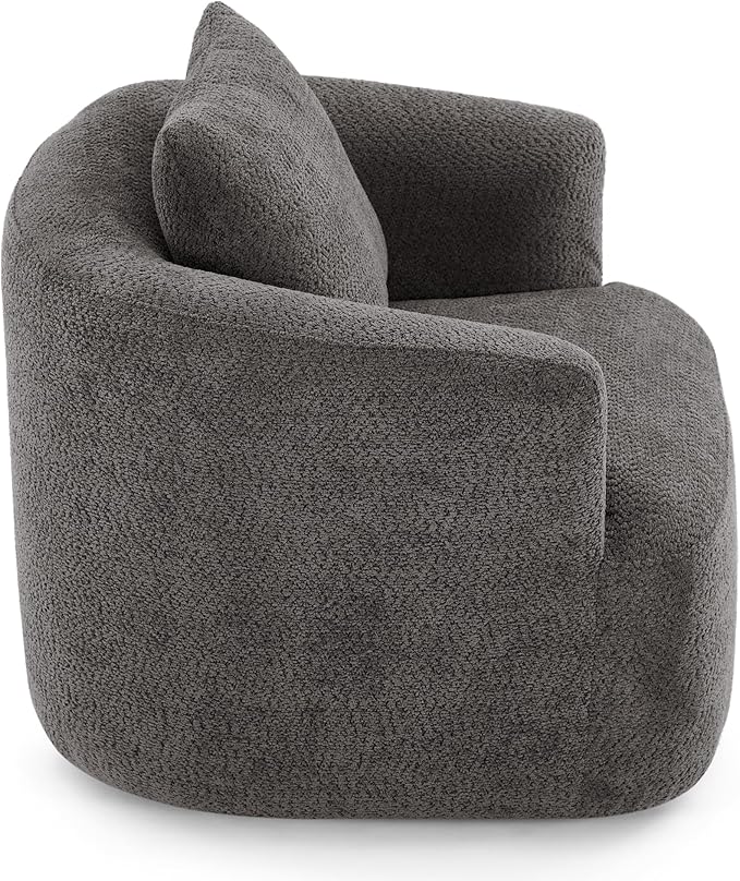 360-Degree Swivel Accent Chair 38.2 Chenille Upholstered Swivel Barrel Sofa Chair with a Throw Pillow Ergonomic Rounded Armrests Single Sofa for Living Room Office (Gray/509)