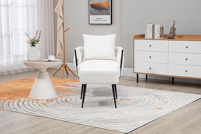 Velvet Accent Chair Modern Upholstered Armchair Tufted Chair with Metal Frame Single Leisure Chairs for Living Room