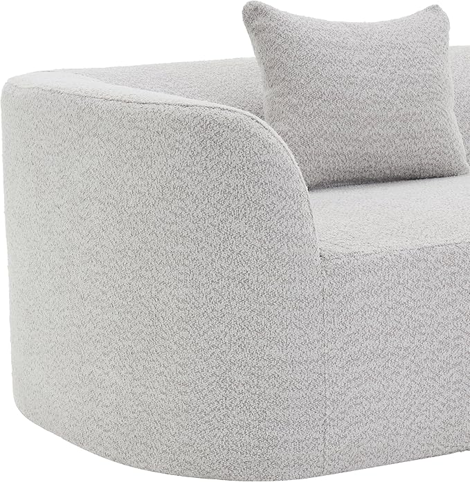 116Modern Curved Sectional Sofa with High-Density Fully Compressed Sponge and Chaise LoungePearl Upholstery2-Piece SetFully Assembled Right Hand FacingPerfect for Living Room (White+gray~23)