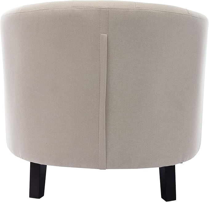 Linen Fabric Tufted Barrel ChairTub Chair for Living Room Bedroom Club Chairs