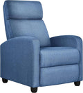 Yaheetech Fabric Recliner Chair Sofa Ergonomic Adjustable Single Sofa with Thicker Seat Cushion Modern Home Theater Seating for Living Room Light Blue