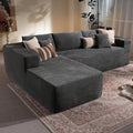 106 Cloud Sectional Couch with Chaise LoungeL Shaped Modular Modern SofaComfy Corduroy Fluffy Couches with Deep SeatNo Assembly Required Couch for Living Room(LeftStripe CorduroyGray)