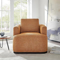 Oversized Living Room Chair Modern Comfy Boucle Accent Chairs with Throw Pillow Upholstered Armchair for Bedroom Office Waiting Room Fully Assembled (Curry)