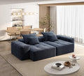 113'' Cloud Couch Modular Sectional Sofa Oversized Loveseat Compression Boneless Sofa with Deep Seat Chenille Sleeper Chaise Longue Minimalist Couches for Living Room Blue