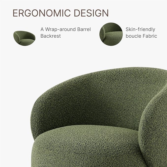 Swivel Accent Chair Round Barrel Armchair Upholstered Performance Fabric for Living Room Bedroom Reading Waitingroom1 PCSMoss Green