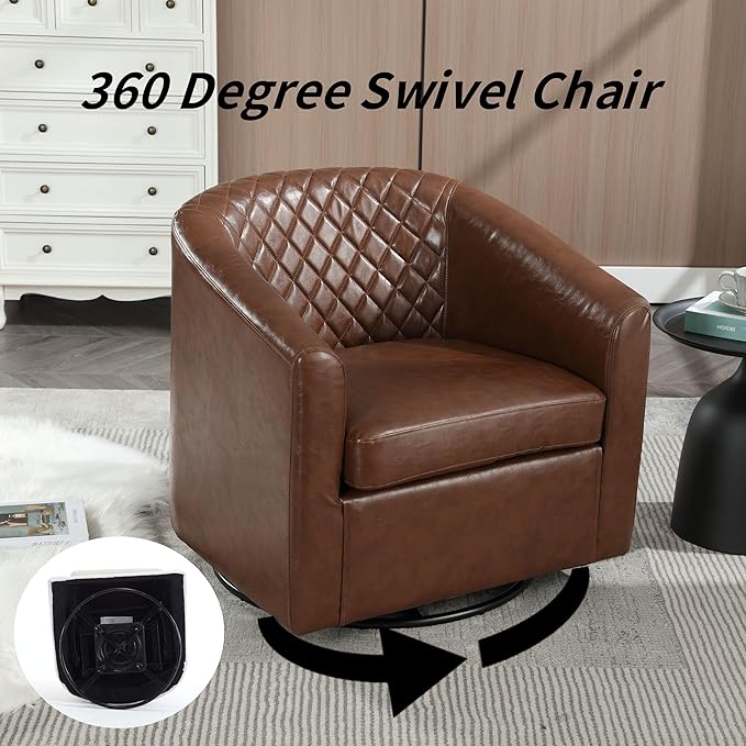 Swivel Rocker Accent ChairModern 360 Degree Swivel Barrel ChairsRound Sherpa Cozy Sofa ChairsGlide Back and Forth Armchair for Living RoomBedroomOfficeBrown