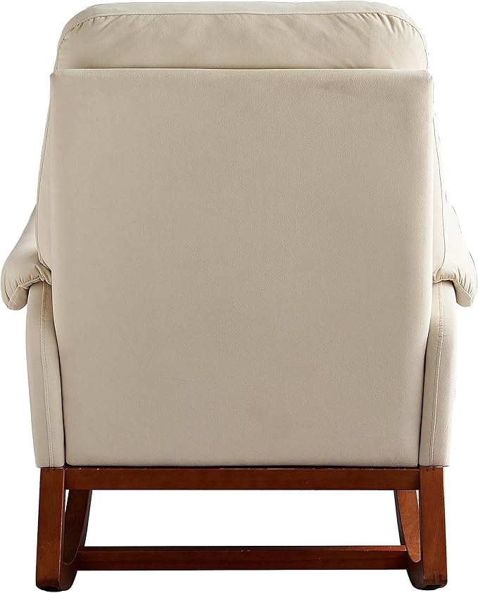 Modern Comfortable Velvet Rocking Chair for Living Room Reading Room Beige Color