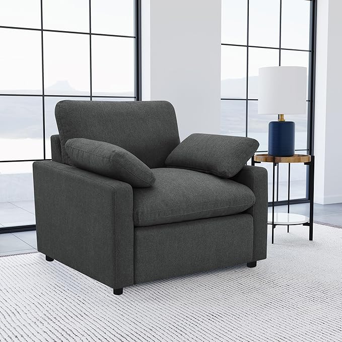 Coaster Home Furnishings - Collins - Wood and Metal - Upholstered Power Recliner Chair with Pocket Coil Seating Modular Design and Reversible Cushions - Living Room - Dark Grey - 609533P