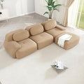 Modular Sectional Sofa Boneless Couch Cloud Sectional Couches for Living Room Oversized L Shaped Couch with Deep Seat and Ottoman Comfy Corduroy Upholstery Camel Couches No Assembly(3S+1O)