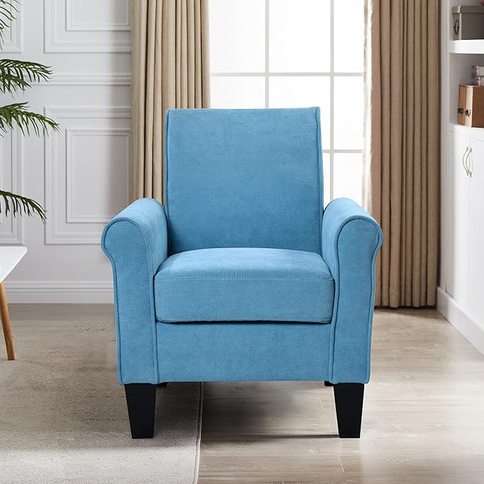 Accent Chairs Comfy Sofa Chair Armchair for Reading Living Room Bedroom Office Waiting Room Linen Fabric Light Blue