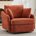 Aoiy &amp Wifon 40.55 W Oversized Swivel Accent Chair Modern Comfy Swivel Armchair for Living Room Woven Chenille Orange