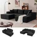110” Cloud Sectional Couch Modular Sectional Sofa with Deep Seat Boneless Sofa for Living Room Fluffy Comfy U-Shaped Couch with Left Facing Chaise No Assembly Required Black