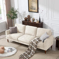 Kingfun 91.7 3 Seater Sofa Chenille Couch Mid Century Modern Couches with Solid Wood Legs for Living Room &amp Bedroom Beige