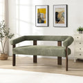 GDFStudio 53.25 Loveseat Sofa with Round Boucle Rrmrest Lightweight Upholstered Small Couch with Rubber Wood Frame Modern Couch with Deep Seat for for Living Room Bedroom Green