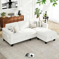 Sectional Sofa Couches for Living Room - 3-Seat White L-Shaped Modern Sofa Couch with Reversible Storage Ottoman &amp Storage Pockets for Living Room Apartment Studio or Small Space | small couch