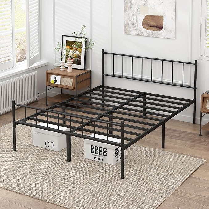 Full Bed Frame-Classic Metal Platform Bed FrameMattress Foundation with Steel Slat SupportUnder Foundation StorageNo Box Spring Needed Easy Assembly Full Size