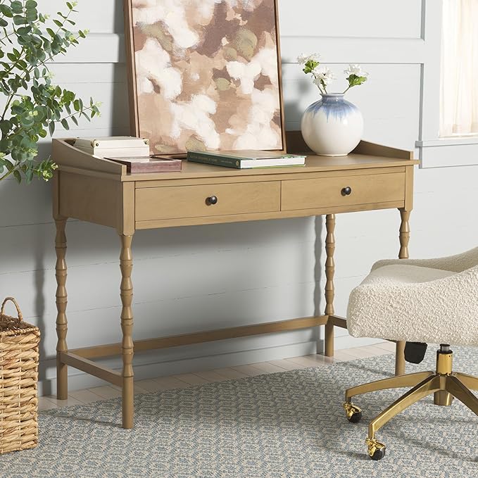 SAFAVIEH Home Collection Astaroth Desert Brown 2-Drawer Computer Table Office Writing Desk
