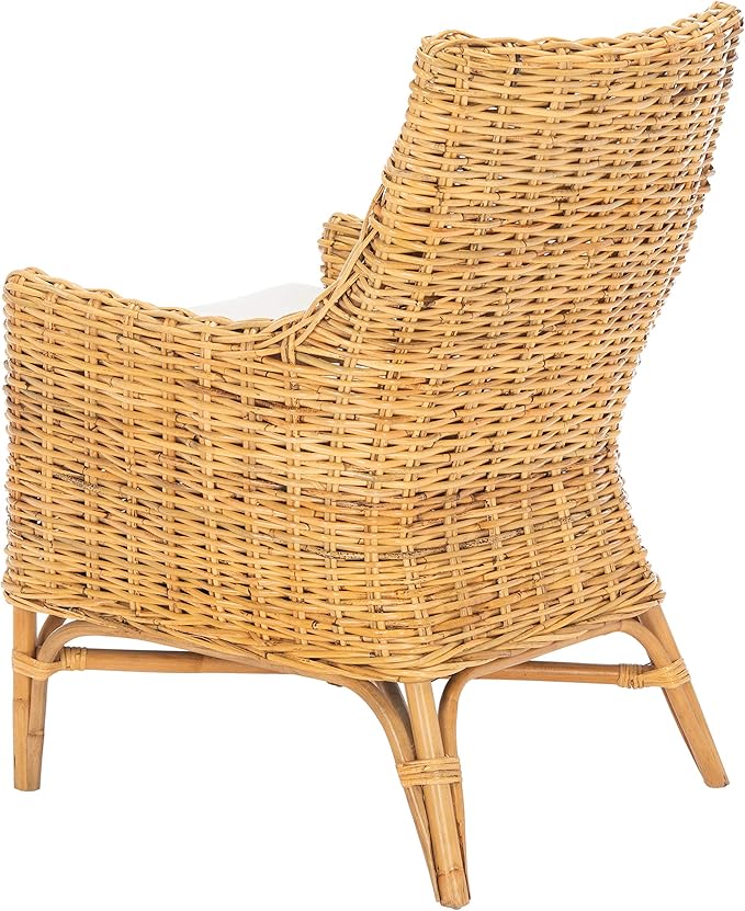 Safavieh Home Collection Cristen Rattan Cushion Accent Chair Natural/White (ACH6513B)