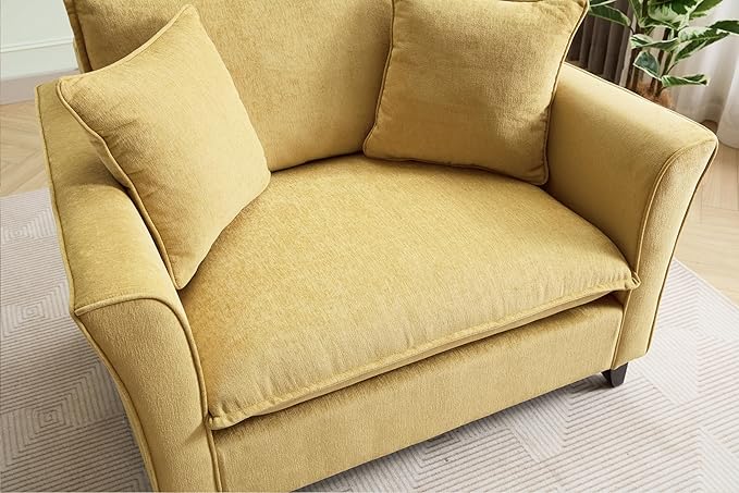 ERYE Living Room Accent Chair Modern Chenille Upholstered Wider Seat Cushion Leisure Armchair W/2 Pillows and Removable Cover for Home ApartmentBedroomOffice