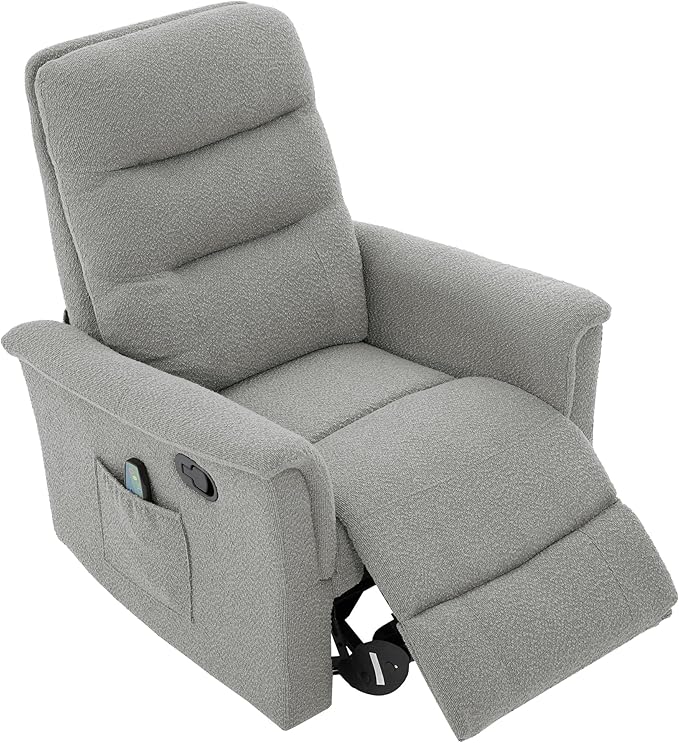 Manual Recliner Chair with Two Adjustable Positions Rocking and Swivel Recliner Rocking Recliner Massage Recliner with 8-Point Massage Function and Adjustable Backrest for Living Room (Grey15)