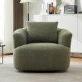 Merax Modern Cozy Chenille 360° Swivel Sofa Chair w/a Throw Pillow 38.2 Upholstered Leisure Barrel Accent Armchair with Deep Seating for Living Room BedroomOffice Hotel Easy Assemble Green