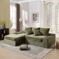99 Cloud Modular Sectional CouchL-Shape Sofa Couch with Deep SeatModern Boneless Compressed Sofa with Chaise3 Seater Corduroy Couches for Living Room Bedroom No Assembly Required (Green)