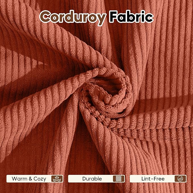 Convertible Sleeper Sofa Bed with Fixed-Shape Frame Floor Sofa Lounge Couch with Cylindrical Pillow Corduroy Folding Mattress Couch for Living Room Bedroom Burnt Orange