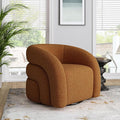 Boucle Swivel Accent Chair No Assembly Small Comfy Round Barrel Armchair for Living Room Bedroom Reading Waiting Room (Orange Set of 1)