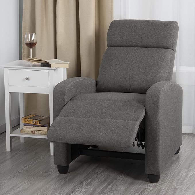 Yaheetech Fabric Recliner Sofa Reclining Upholstered Sofa with Pocket Spring Living Room Bedroom Home Theater Light Grey