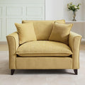 Merax 46.3 Chenille Accent Chair Oversized Reading Armchair w/2 Pillows Modern Corner Single Cloud Sofa Arm Chairs Comfortable Living Room Deep Cushion Seating for Office &amp Apartment Pale Yel